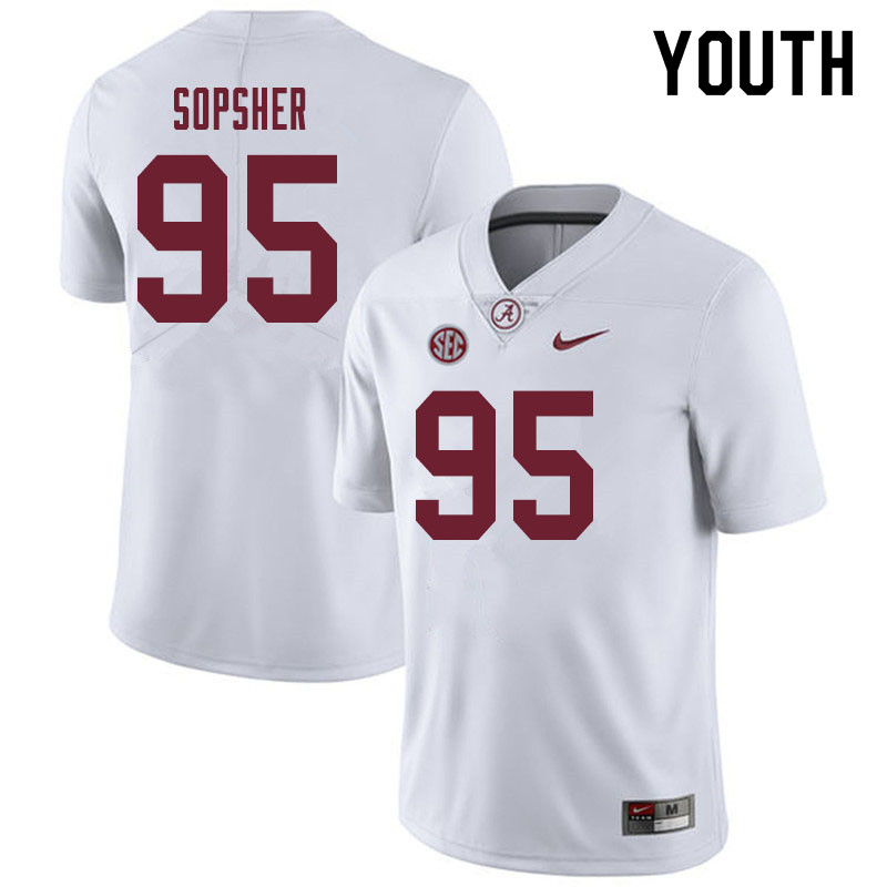 Alabama Crimson Tide Youth Ishmael Sopsher #95 White NCAA Nike Authentic Stitched 2019 College Football Jersey BH16Y18GR